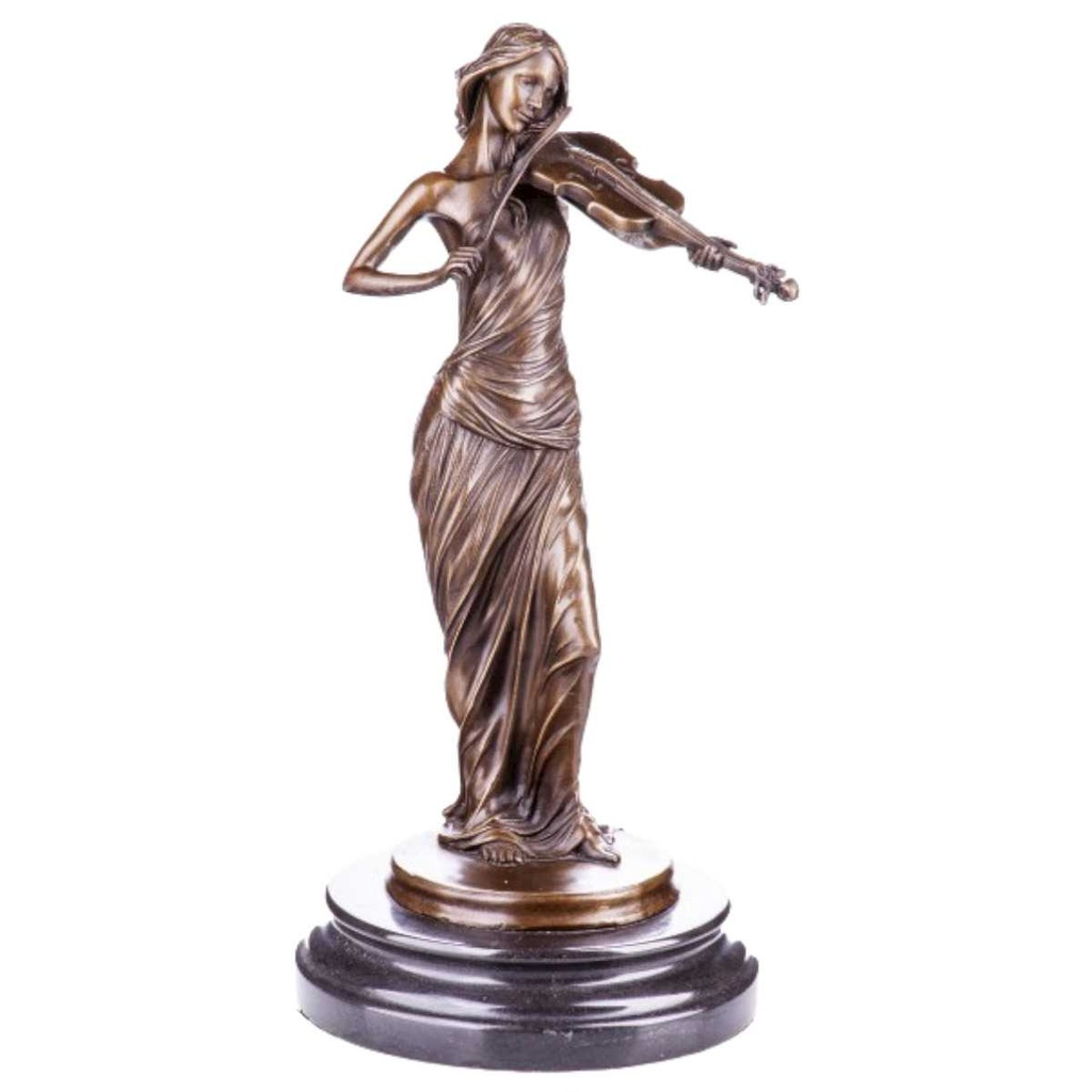 [LA-64020] Bronze Skulptur Figur Bronzeskulptur Bronzefigur Geigenspieler Geigerin #64020
