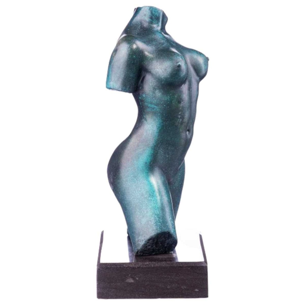 [LA-64023] Bronze grün patiniert Skulptur Figur Bronzeskulptur Bronzefigur Nakter Weiblicher Torso mit Grüner Patina Modern Abstrakt-Stil