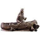 Bronze Skulptur Figur Bronzeskulptur Bronzefigur Western Indianer im Kanu Western-Stil