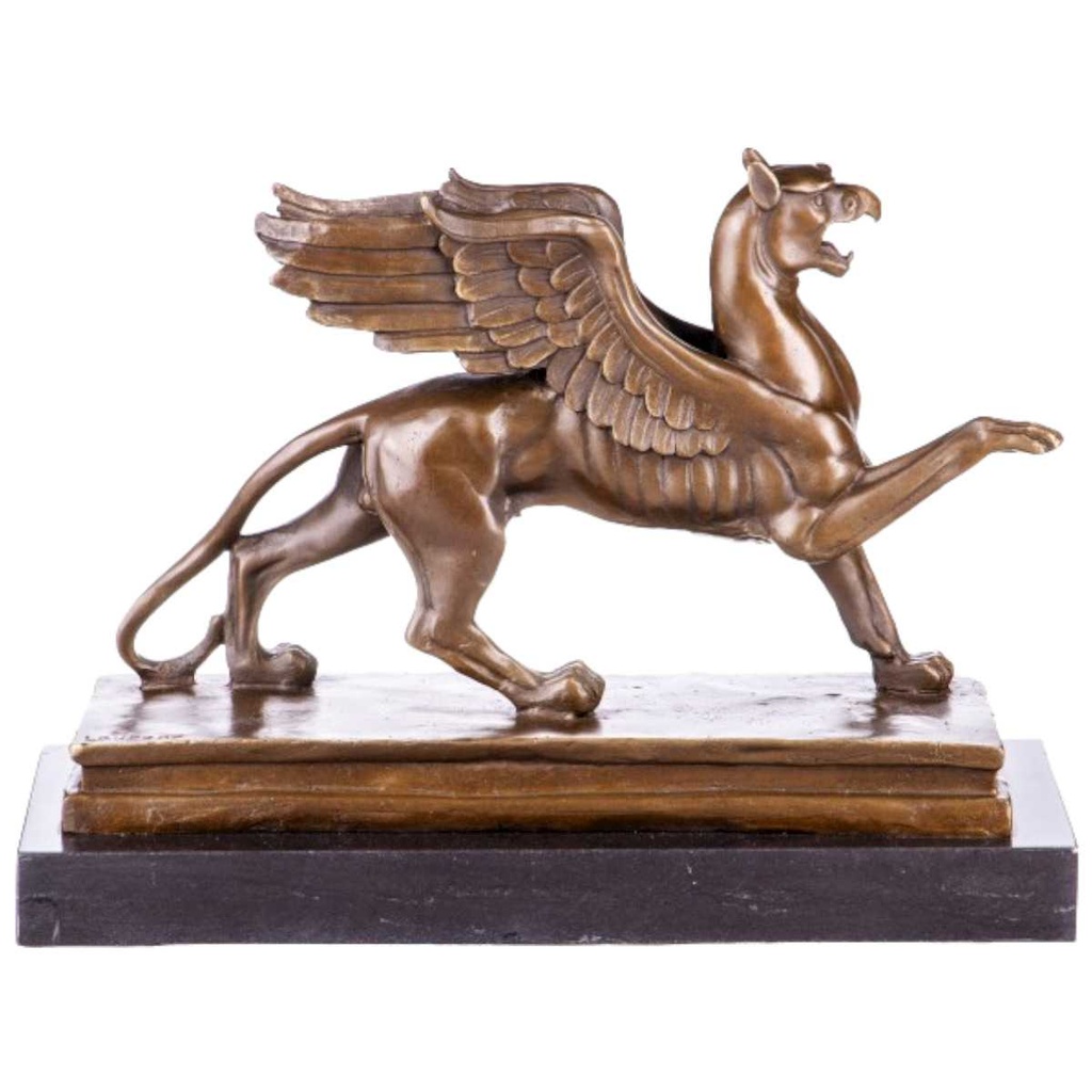 [LA-64054] Bronze Skulptur Figur Bronzeskulptur Bronzefigur Greif Halb Adler und Löwe Eines