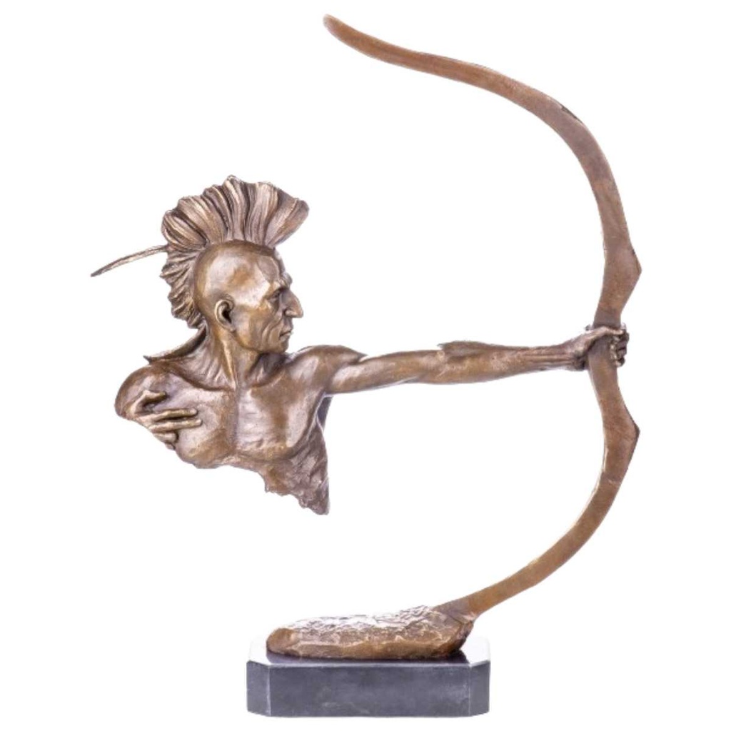 [LA-64067] Bronze Skulptur Figur Bronzeskulptur Bronzefigur Western Indianer mit Bogen Modern Abstrakt-Stil