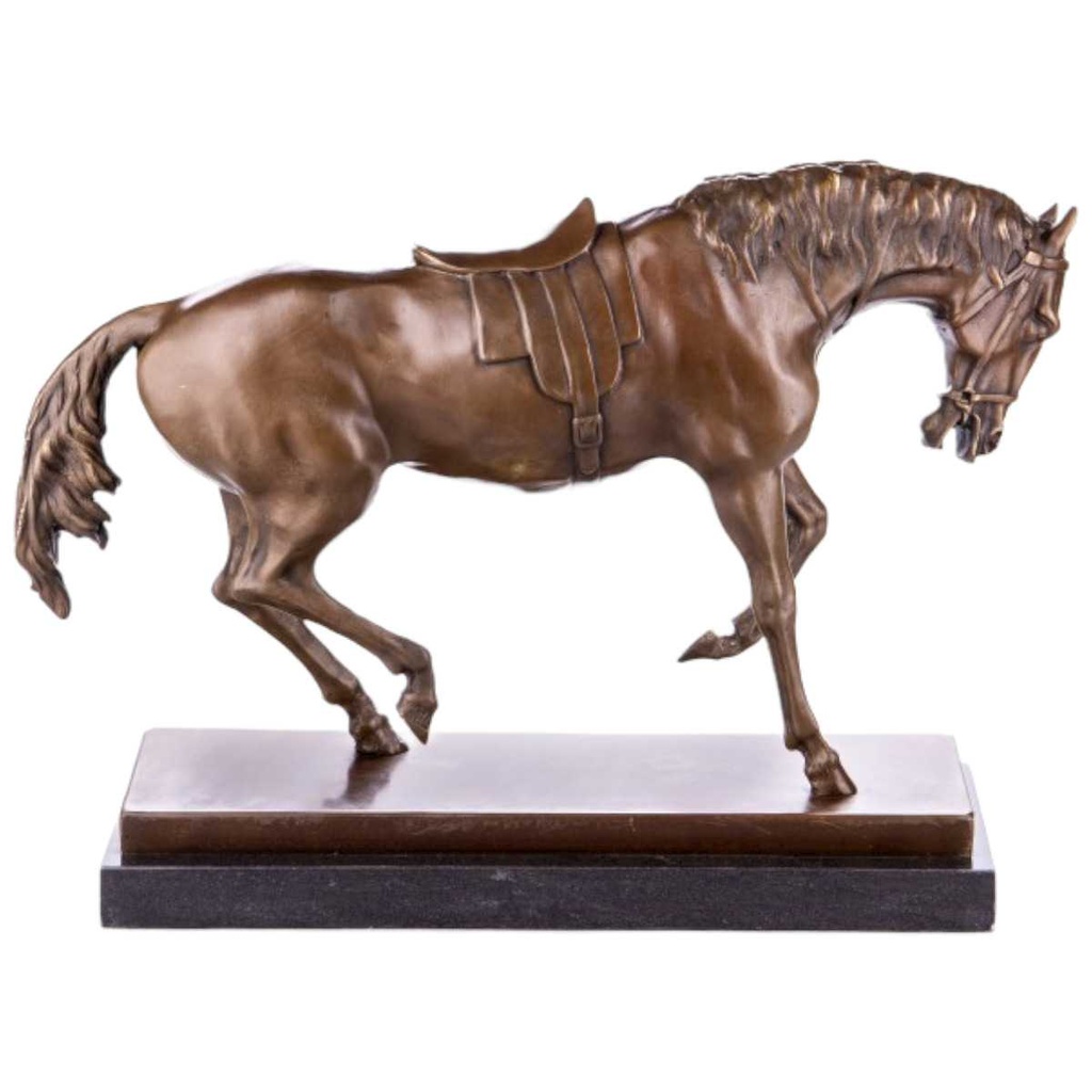 [LA-64092] Bronze Skulptur Figur Bronzeskulptur Bronzefigur Pferd mit Sattel