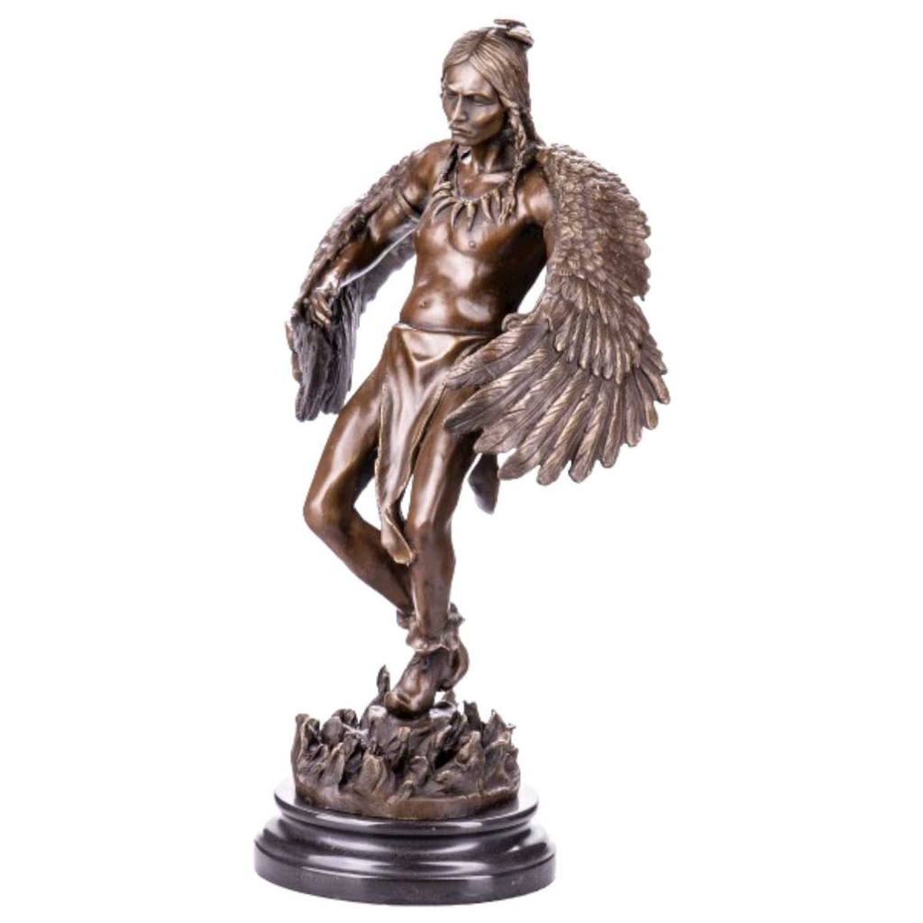 [LA-64095] Bronze Skulptur Figur Bronzeskulptur Bronzefigur Western Tanzender Indianer Western-Stil