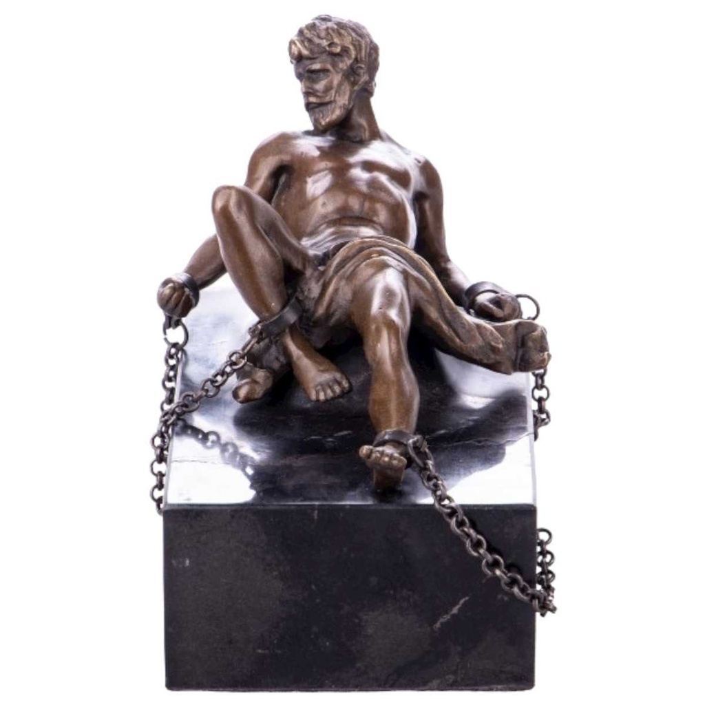 [LA-64101] Bronze Skulptur Figur Bronzeskulptur Bronzefigur Mythologie Des Titanen Prometheus Am Felsen Festgek