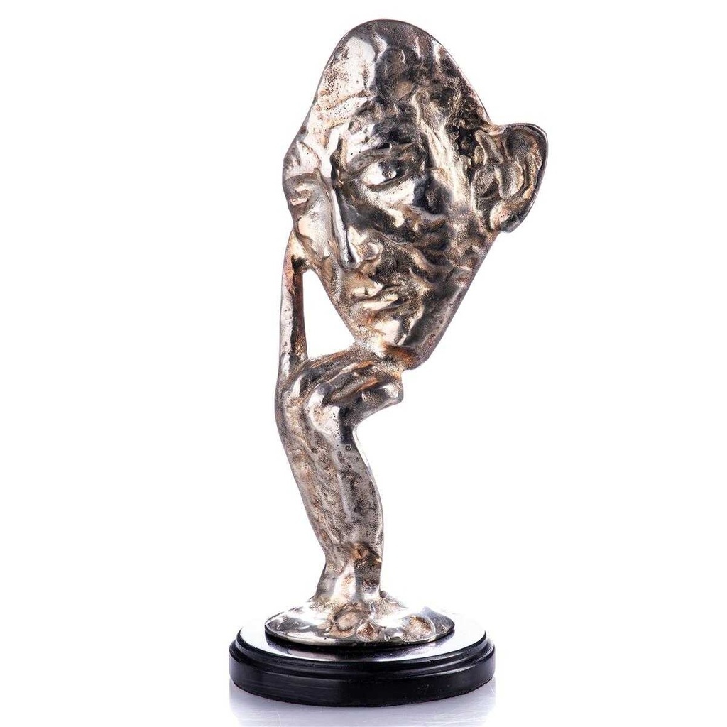[LA-84117] Bronze Skulptur Figur Bronzeskulptur Bronzefigur Denker Maske Modern Abstrakt-Stil