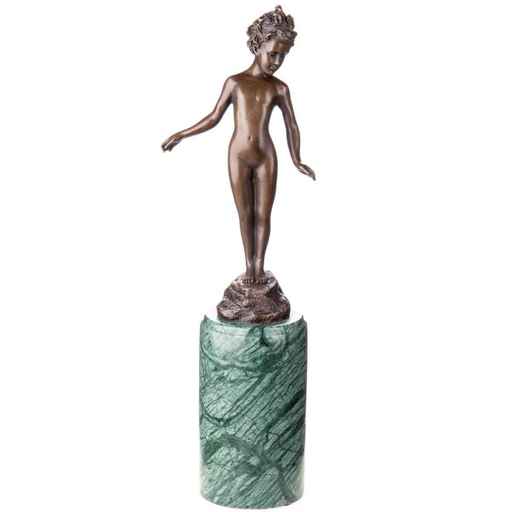 [LA-85097] Skulptur Figur Bronzeskulptur Bronzefigur Nacktes Mädchen