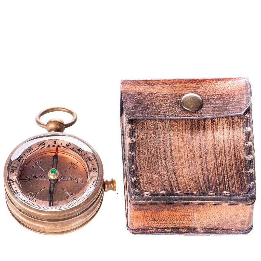 [LA-85235] Messing Kompass in Etui #85235