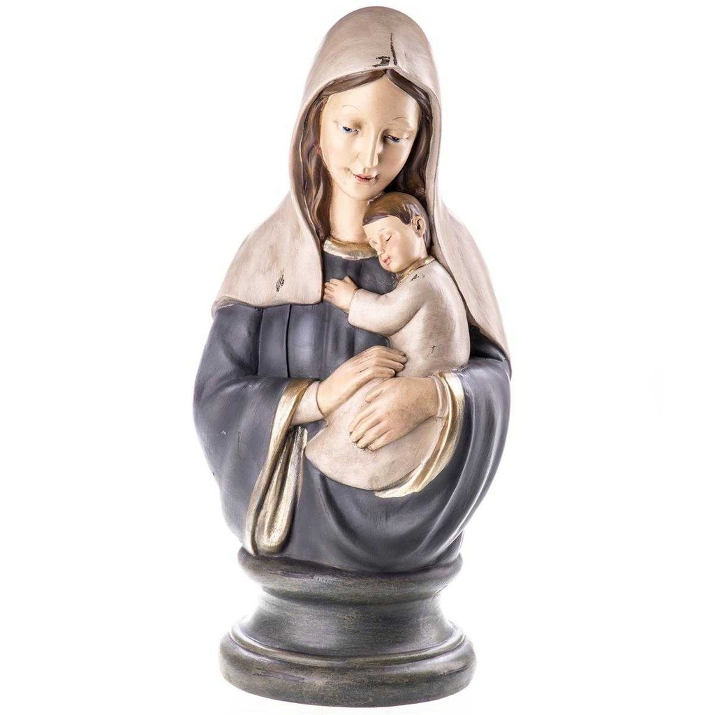 [LA-85265] Heilige Madonna mit Kind handbemalte Polyresinfigur #85265