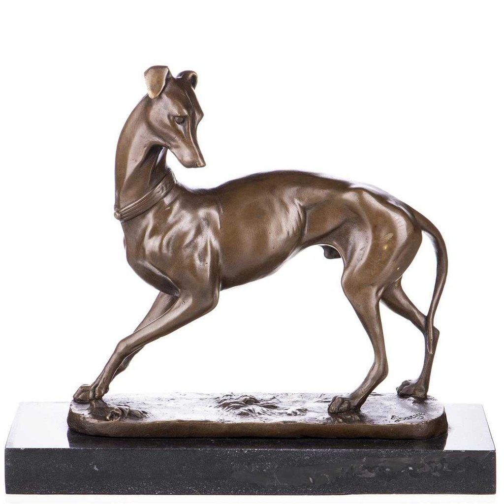 [LA-85281] Skulptur Figur Bronzeskulptur Bronzefigur Jagdhund / Windhund