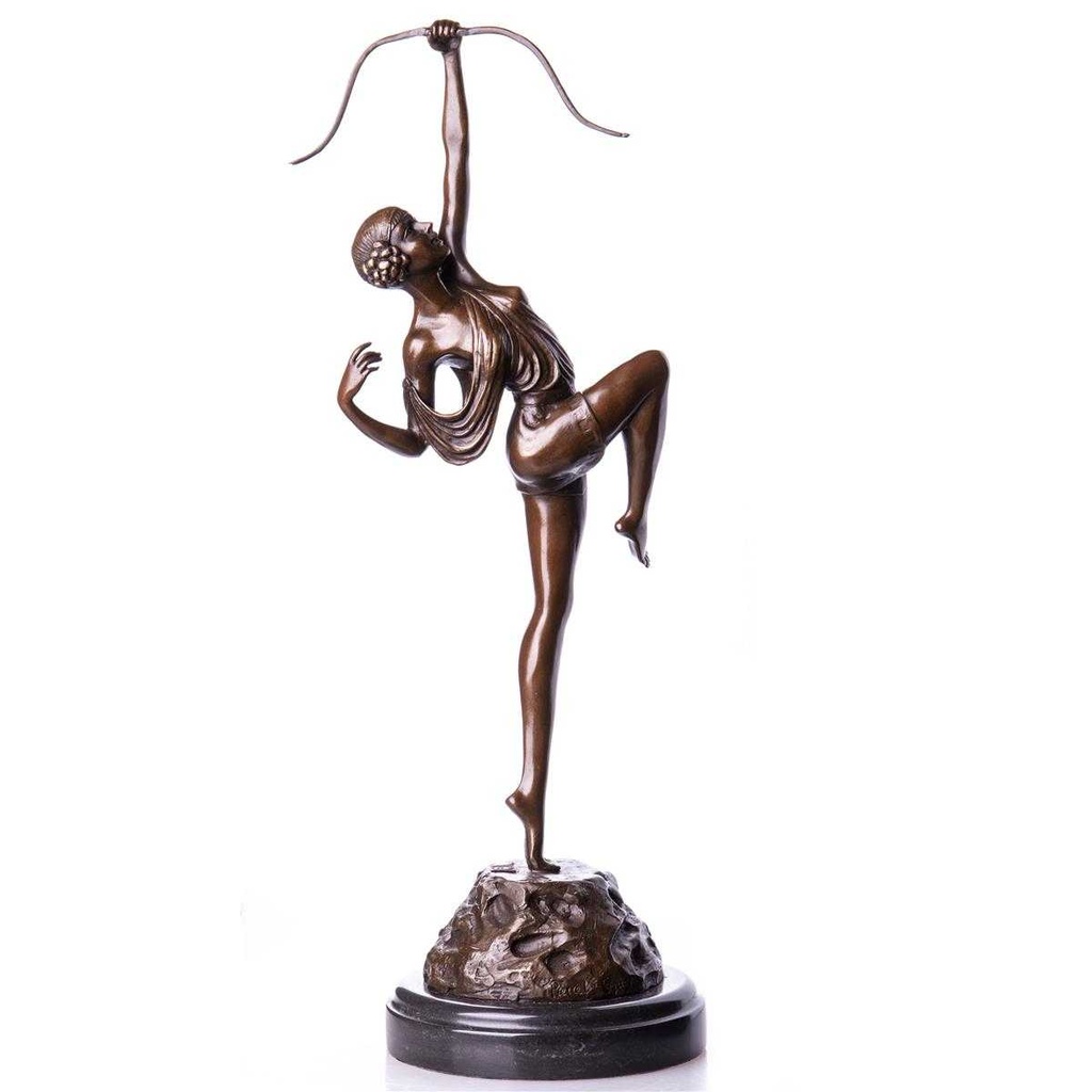 [LA-88067] Skulptur Figur Bronzeskulptur Bronzefigur Diana mit Bogen