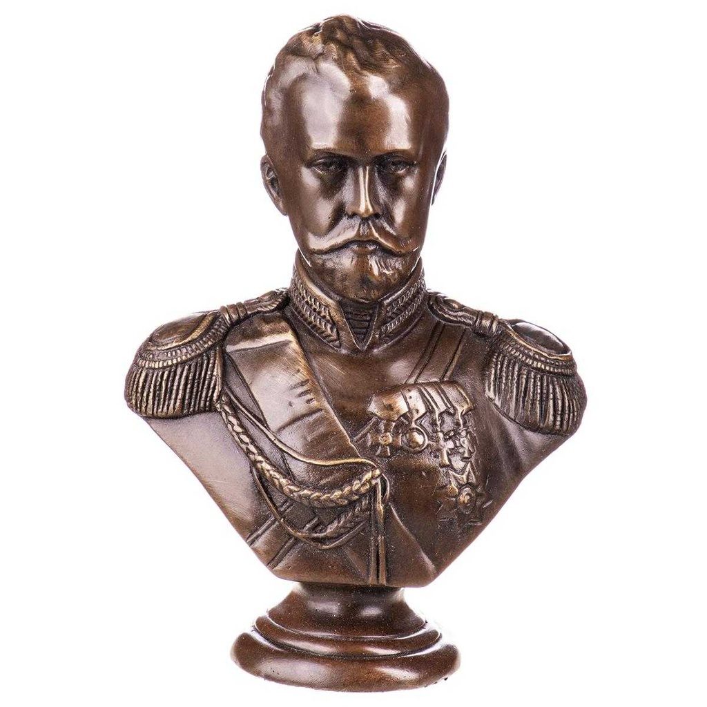 [LA-88098] Skulptur Figur Bronzeskulptur Bronzefigur Bronze Büste Zar Nicolaus II.