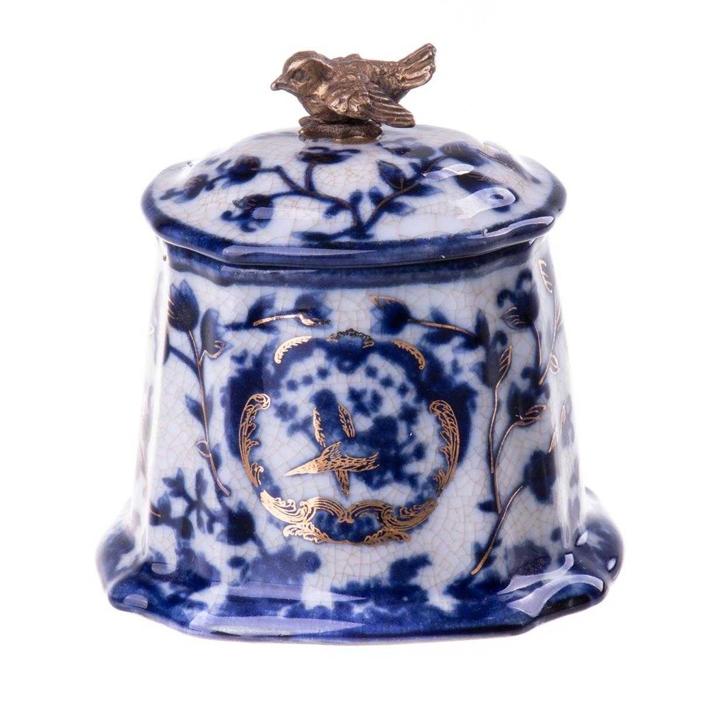 [LA-88147] Dose Porzellan/Messing Vogel