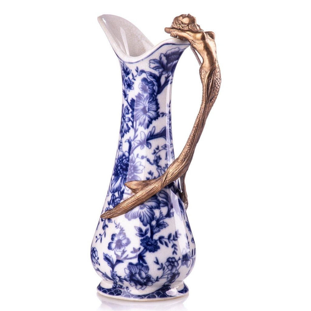 [LA-88151] Porzellan/Messing Jugenstil Karaffe mit Nixe #88151