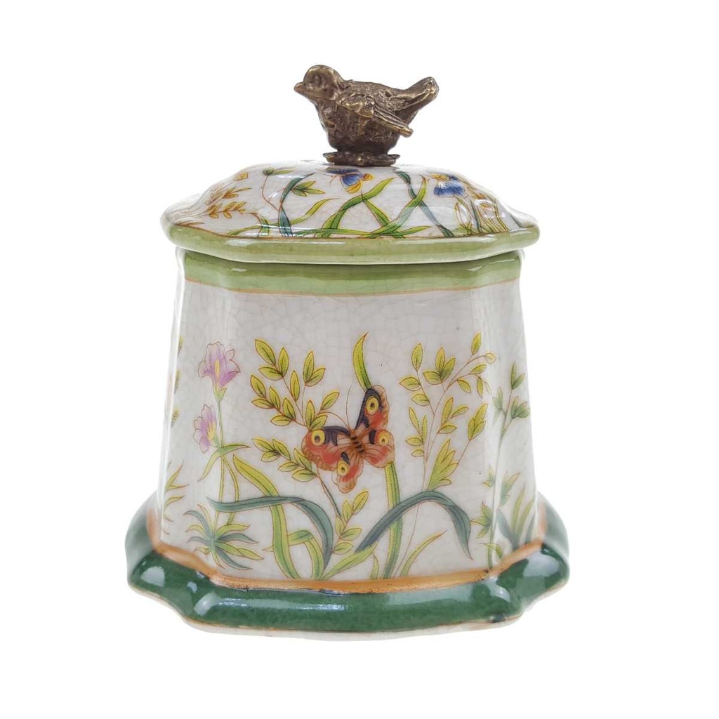 [LA-88152] Dose Porzellan/Messing Vogel