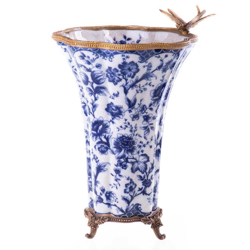 [LA-88177] Vase Porzellan/Messing Libellen #88177