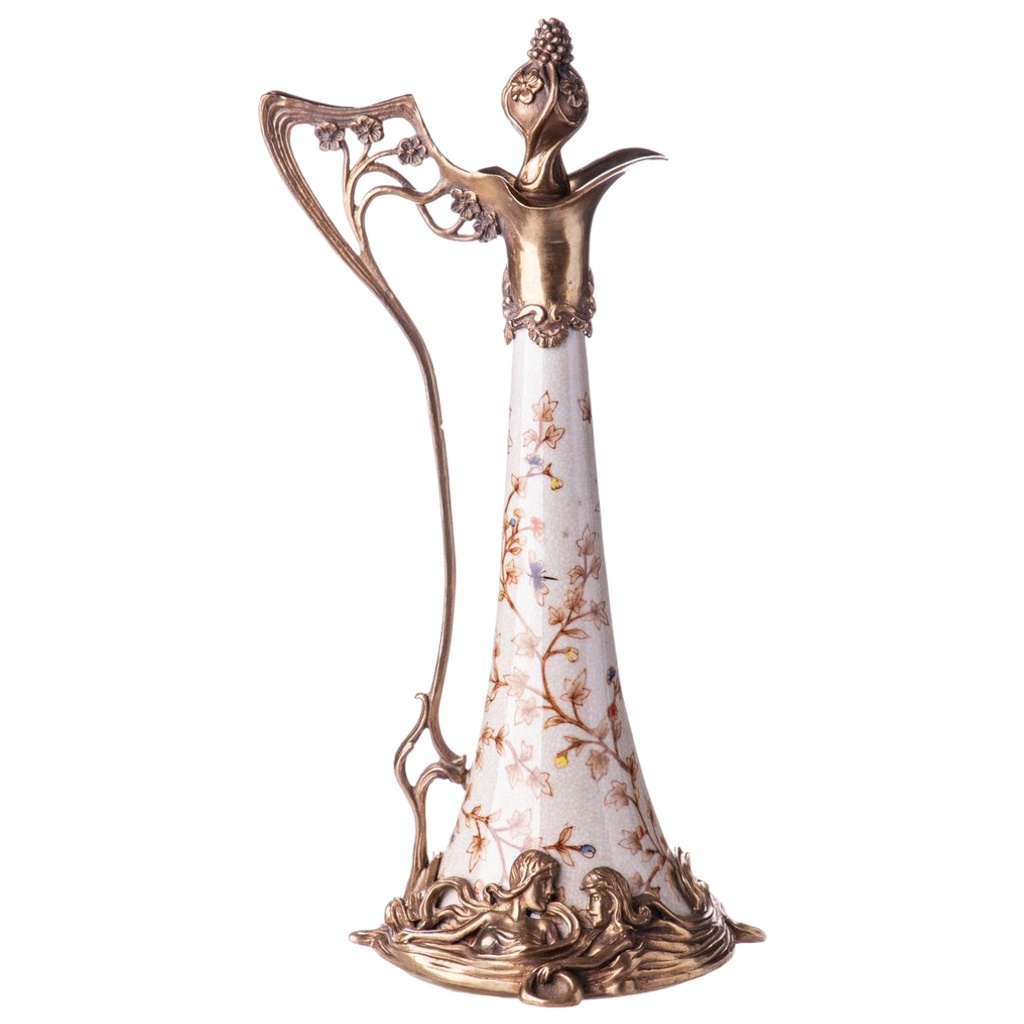 [LA-88180] Porzellan/Messing Jugendstil Karaffe #88180
