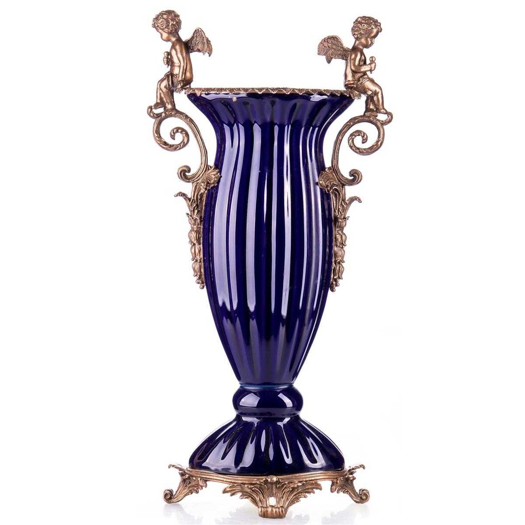 [LA-88186] Vase Porzellan/Messing Engel #88186