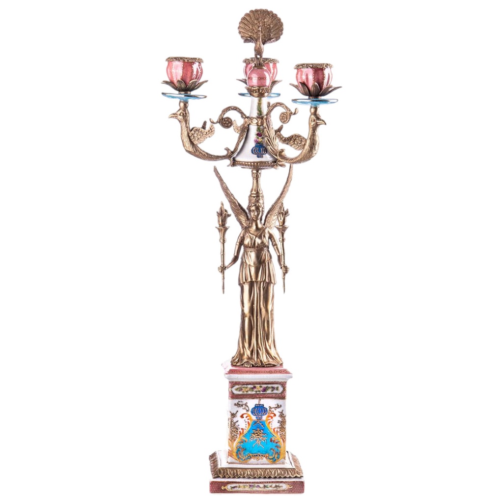 [LA-88197] Porzellan/Messing Kerzenständer mit Engel #88197