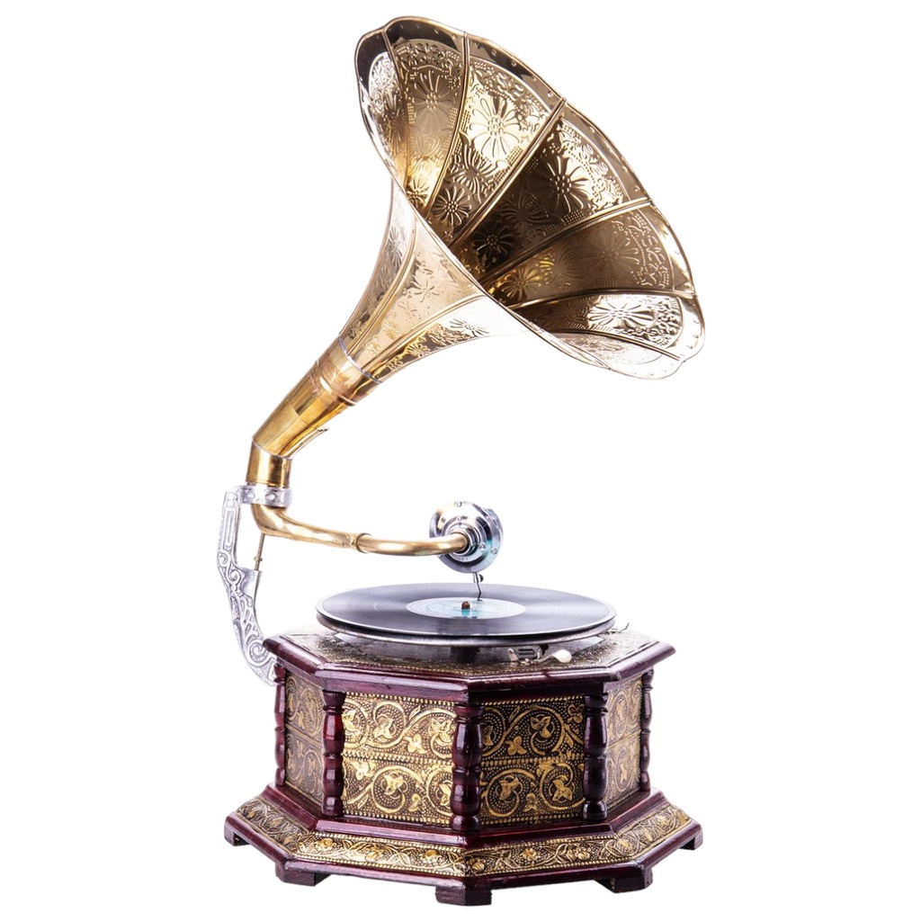 [LA-88221] Trichtergrammofon Grammophon Holz 8-eckig #88221