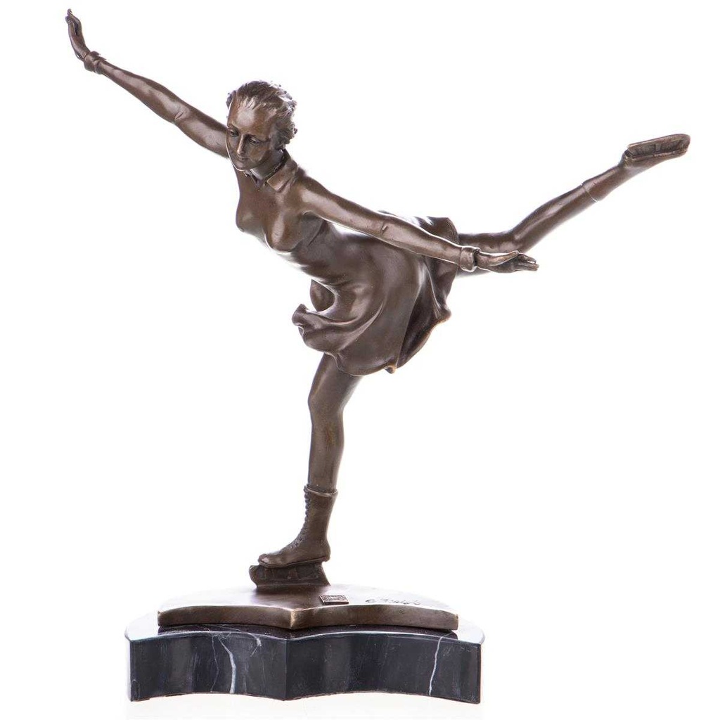 [LA-96834] Skulptur Figur Statue Bronzeskulptur Bronzefigur Bronze Eiskunstläuferin