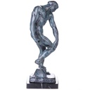 Skulptur Figur Statue Bronzeskulptur Bronzefigur Bronze patiniert Männlicher Akt Adam Grün nach Rodin