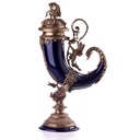 Porzellan mit Bronze Deckelvase Pferd Maße (HxBxT) ca. 55x30x18 cm