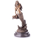 Skulptur Figur Statue Bronzeskulptur Bronzefigur Bronze Meerjungfrau mit Delfin