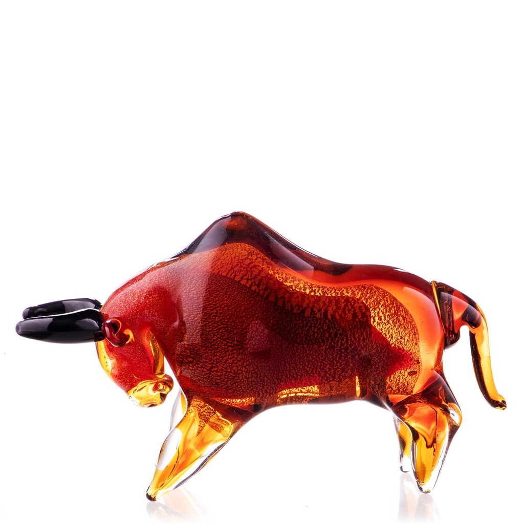 [LA-98974] Skulptur Figur Stier Bulle Glas Murano-Stil