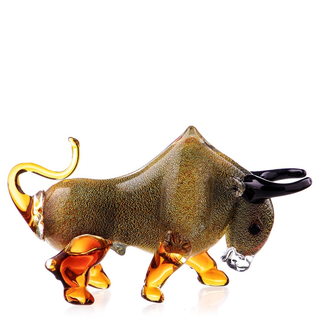 [LA-98975] Skulptur Figur Stier Bulle Glas Murano-Stil