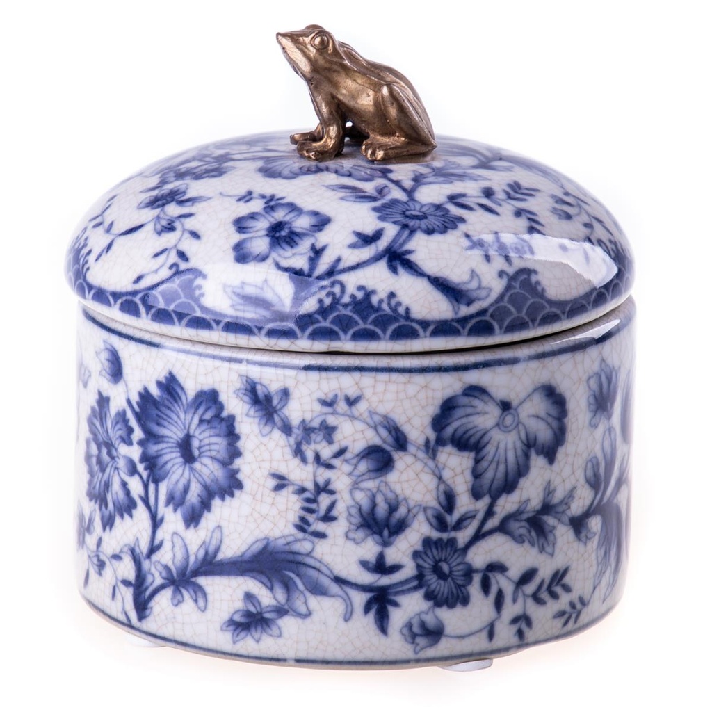 [LA-99010] Porzellan mit Bronze Dose Frosch