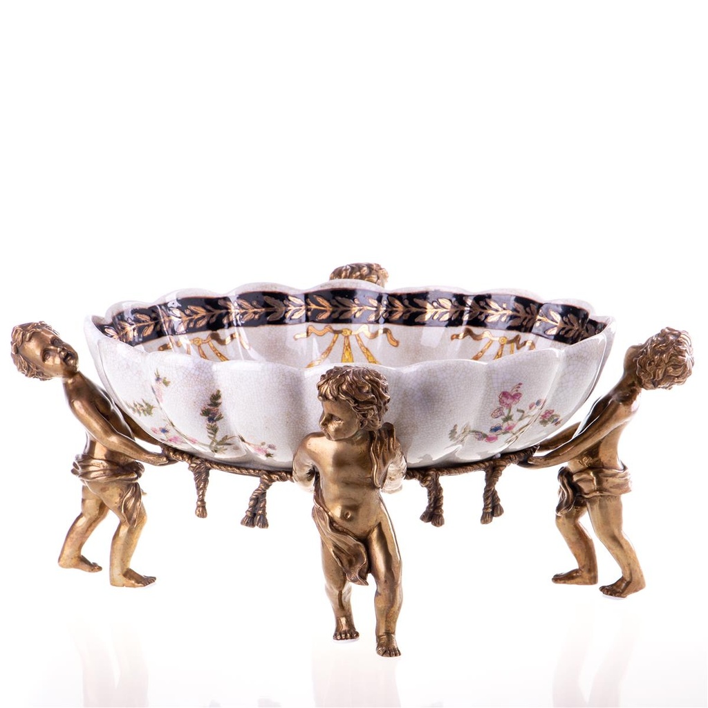 [LA-99015] Porzellan mit Bronze Schale Engeln