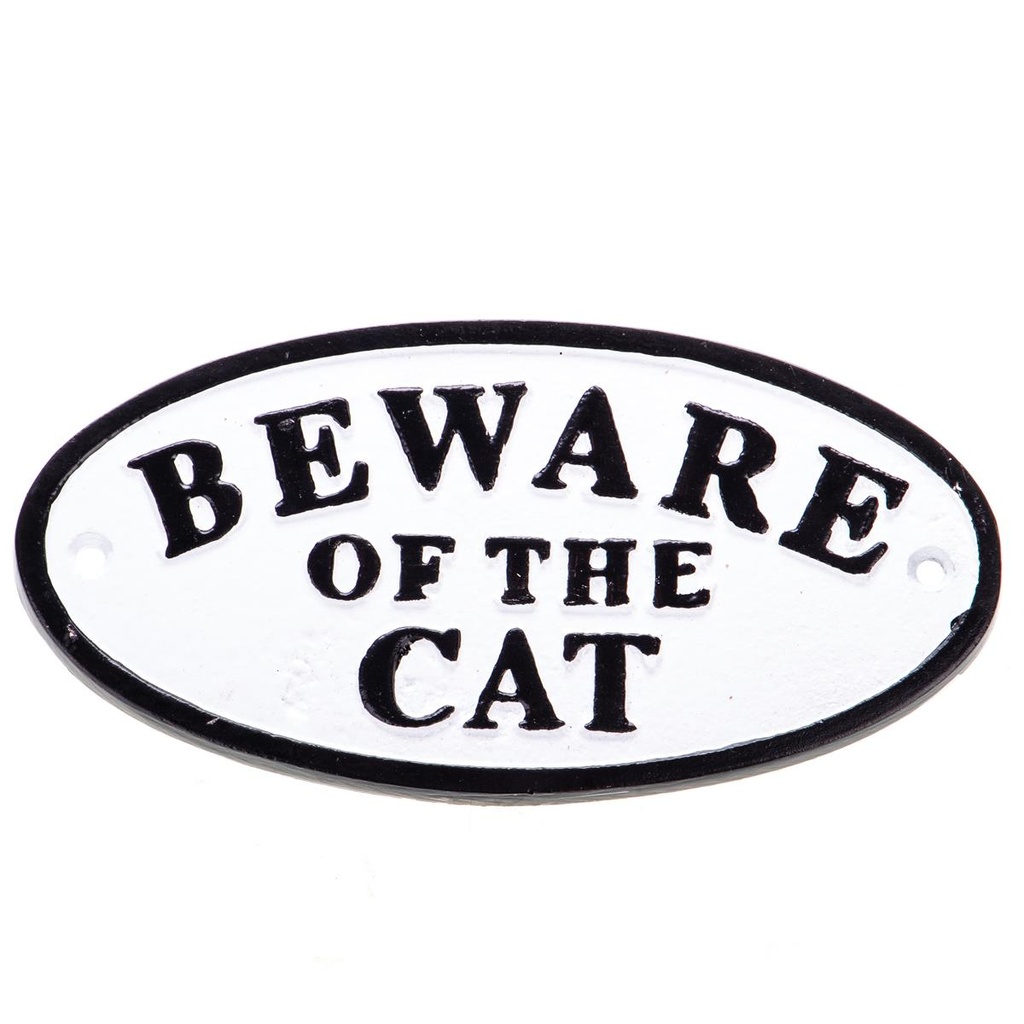 [LA-99042] Wandschild Wandplakette Aluminium BEWARE OF THE CAT