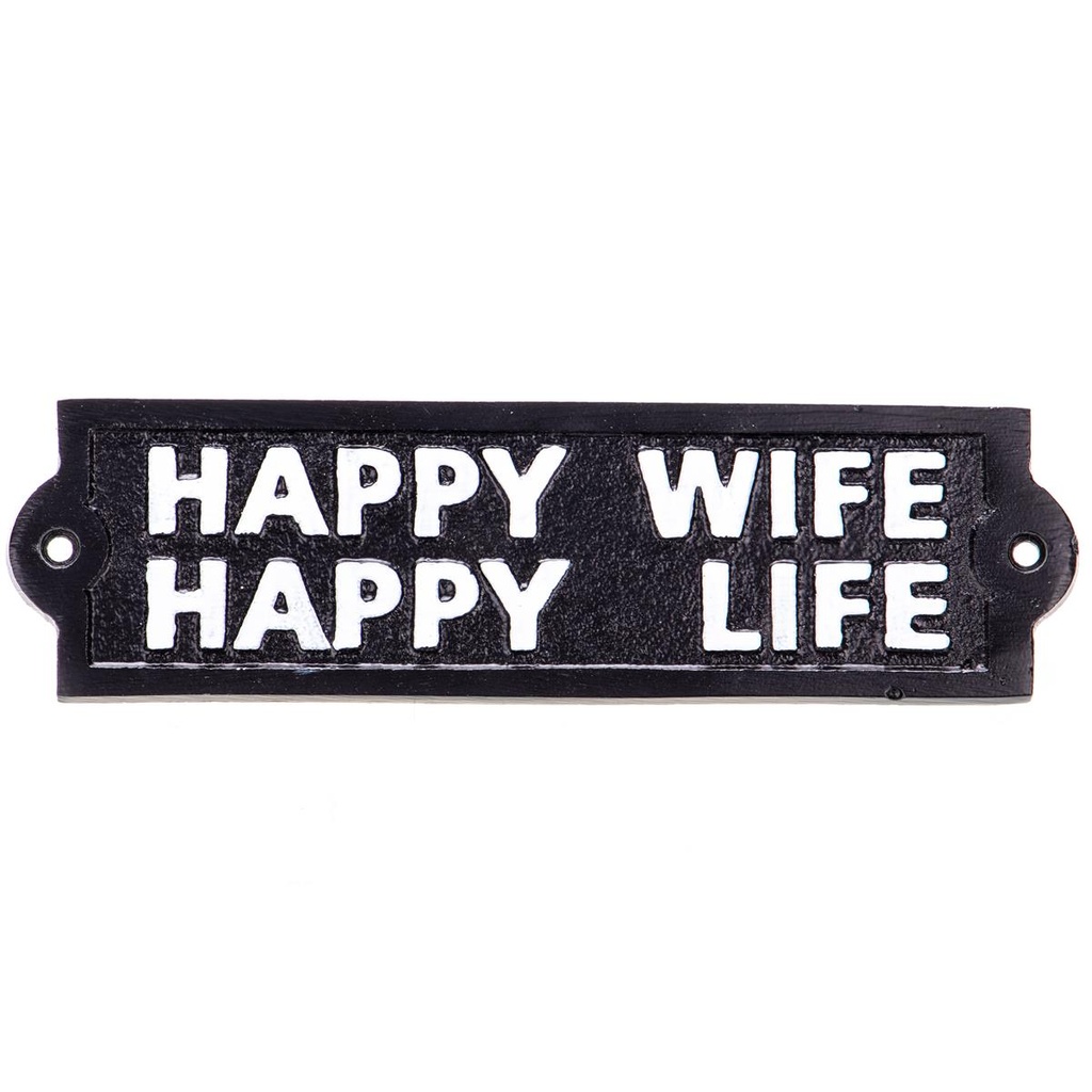 [LA-99044] Wandschild Wandplakette Aluminium HAPPY WIFE LIFE