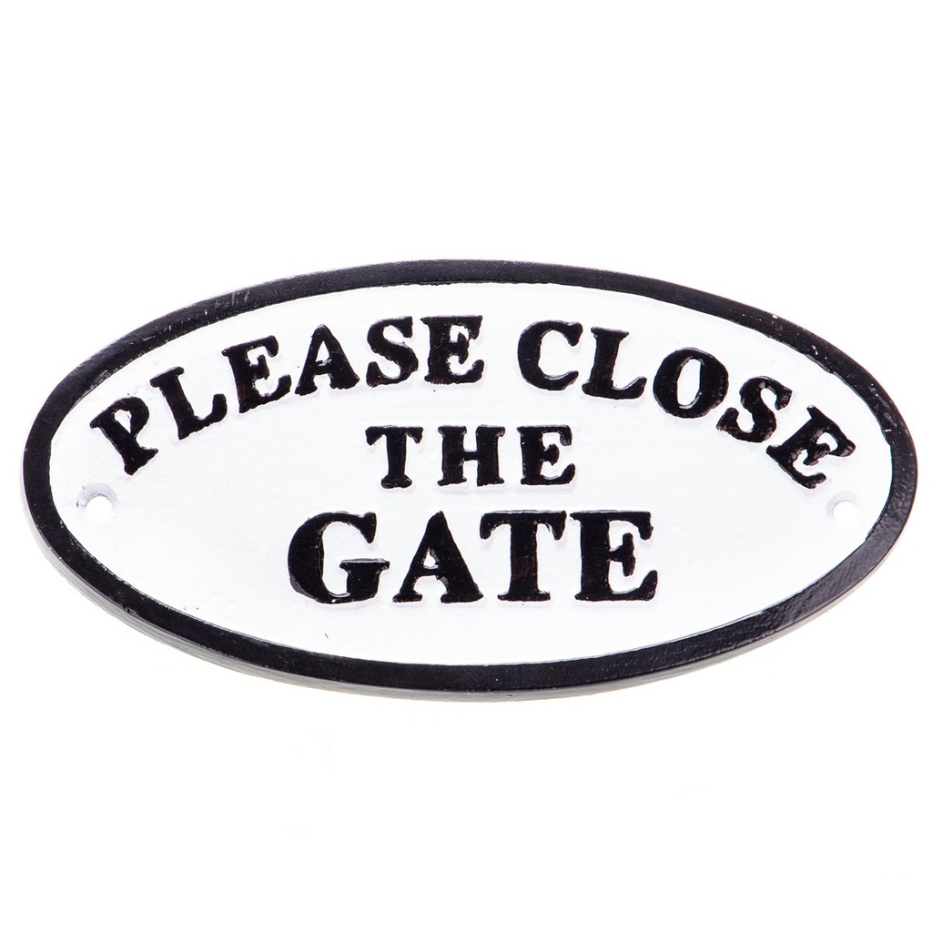 [LA-99045] Wandschild Wandplakette Aluminium PLEASE CLOSE THE GATE