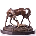 Bronzeskulptur Bronzefigur Pferd mit Pfohlen