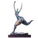 Moderne Bronzefigur abstrakte Frau mit grüner Patina