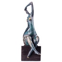 Moderne Bronzefigur abstrakte Frau mit grüner Patina