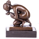 Bronzeskulptur Bronzefigur Weiblicher Akt Die Trinkende