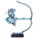 Moderne Western Bronzefigur Indianer mit Bogen Grüner Patina