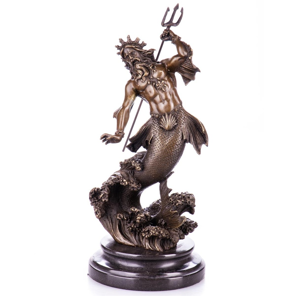 [LA-99112] Mythologische Bronzefigur des Römischen Gottes Neptun mit Dreizack