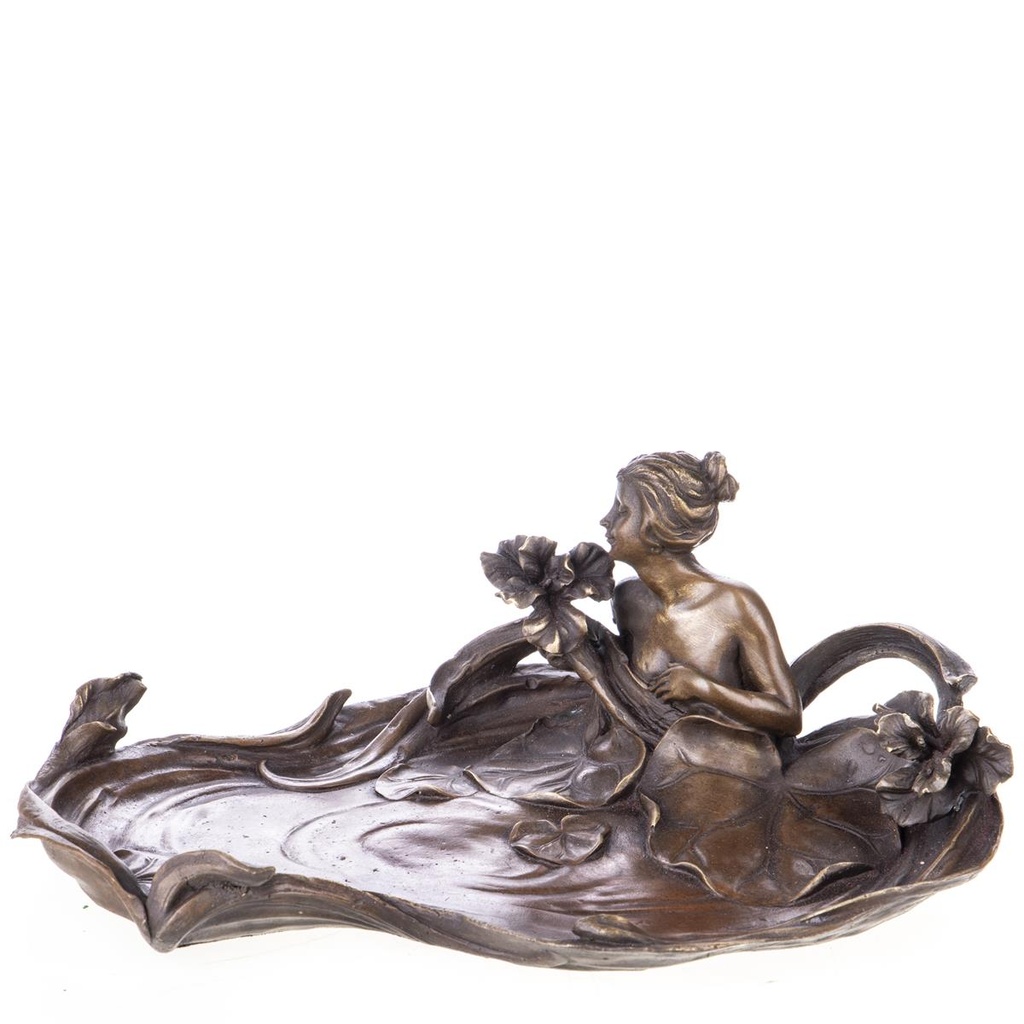 [LA-99135] Jugendstil Bronzefigur Badende Frau mit Seerosen
