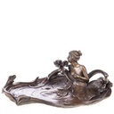 Jugendstil Bronzefigur Badende Frau mit Seerosen