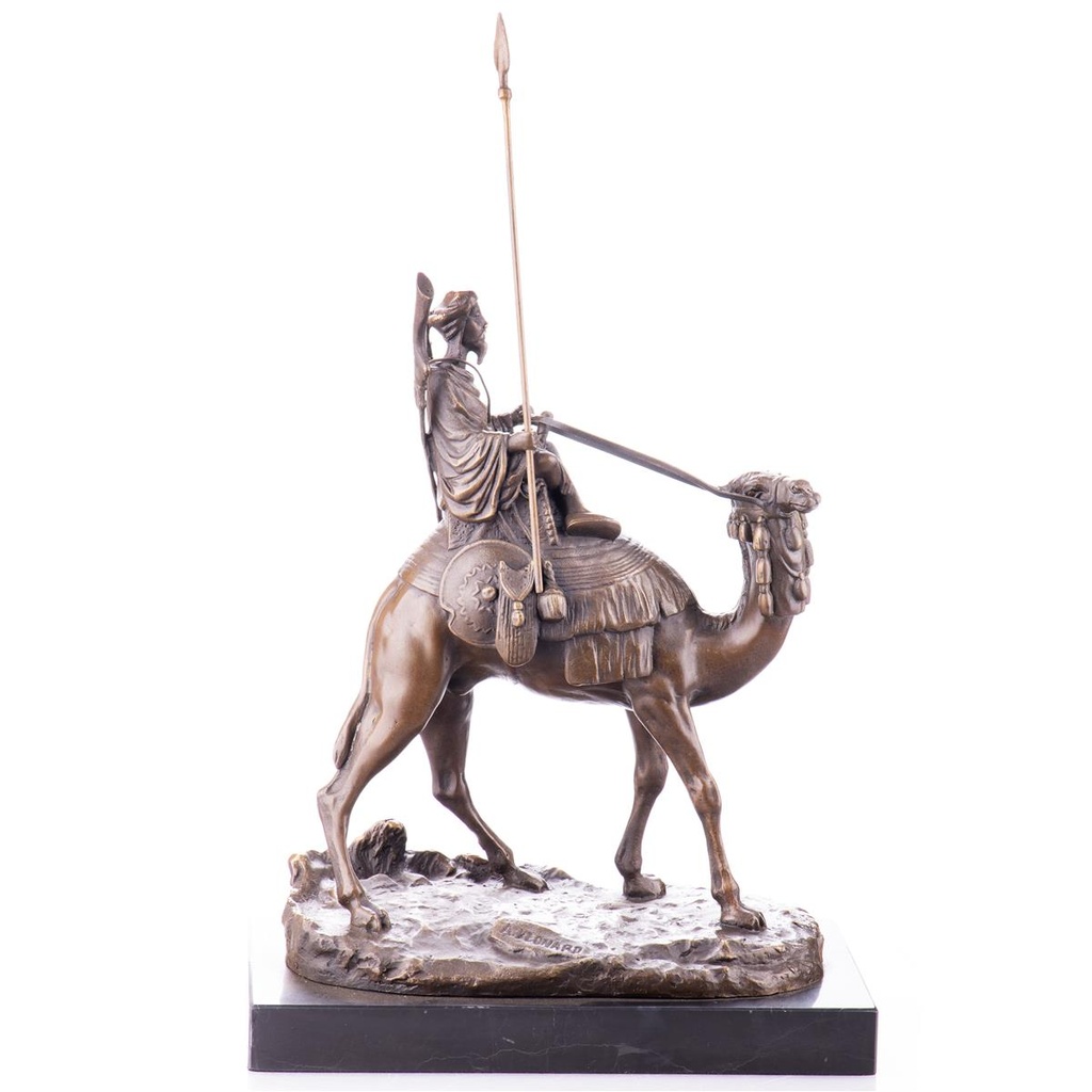 [LA-99161] Bronzeskulptur Bronzefigur Araber auf Kamel mit Speer