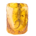 Figur Skulptur Resin Bernsteinimitat mit echtem Gecko