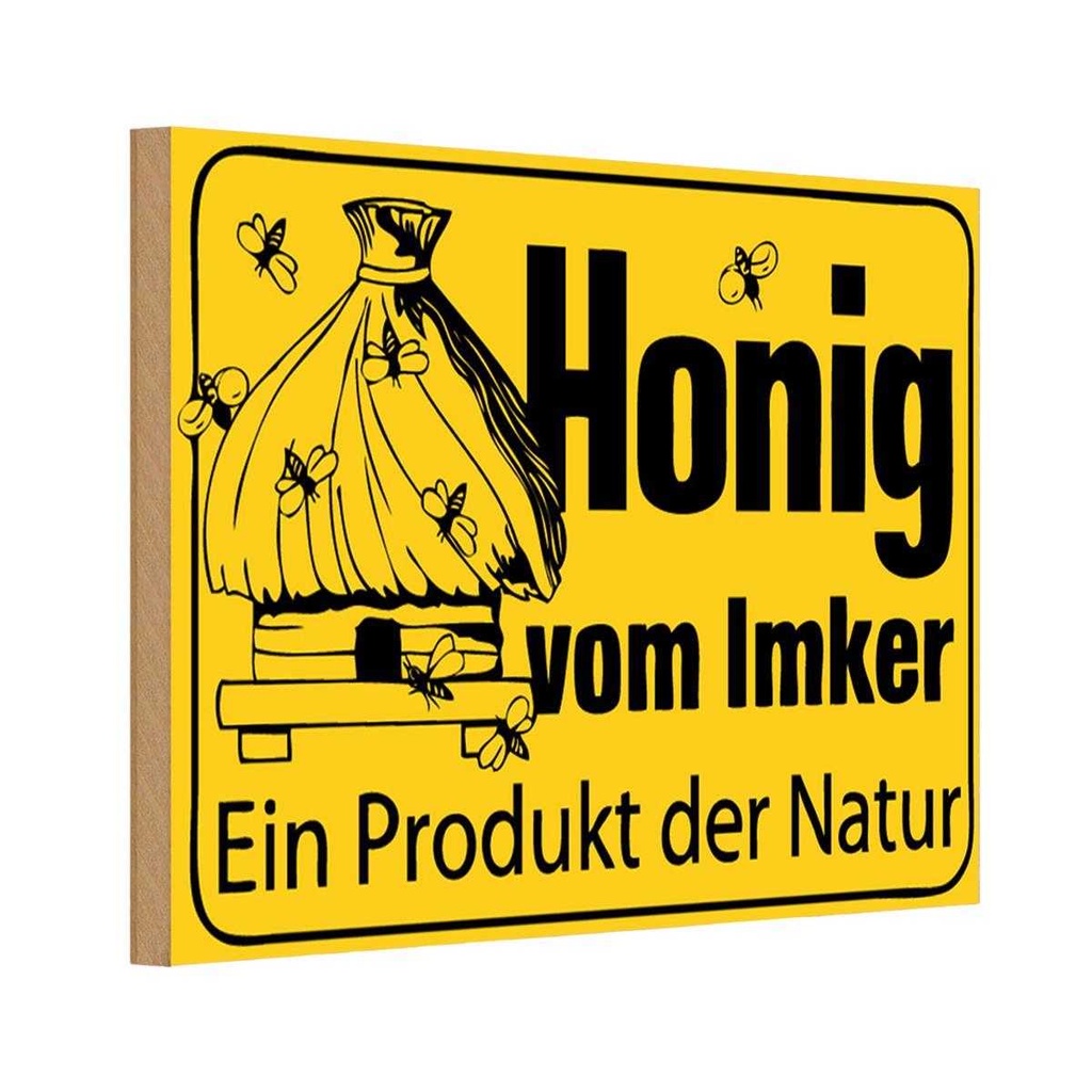 [LA-111634-1812-H] Holzschild 12x18 cm honig vom Imker Naturprodukt Hofladen Marktstand Laden