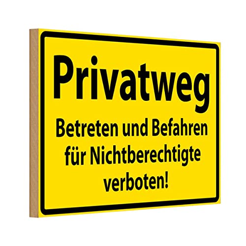 [LA-111641-1812-H] vianmo Holzschild 12x18 cm Privatweg gelbes Straßenschild