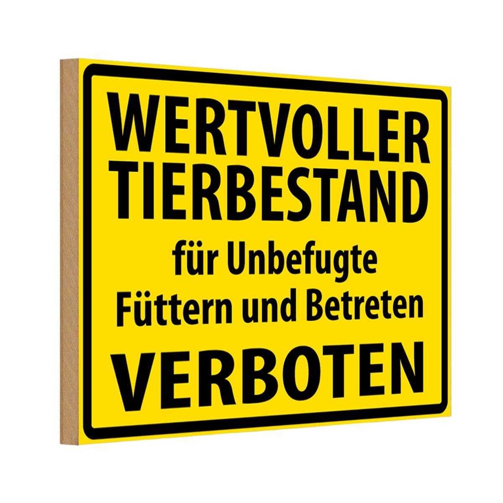 [LA-111646-1812-H] Holzschild 12x18 cm Wertvoller Tierbestand Tier Haustier