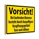Holzschild 12x18 cm Vorsicht Bei laufenden Motoren Warnschild Hinweisschild