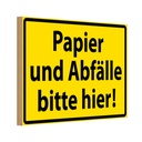 Holzschild 12x18 cm Papier Abfälle bitte hier Warnschild Hinweisschild