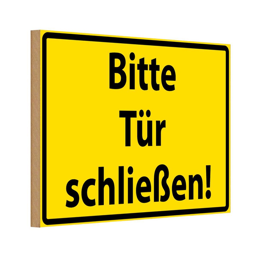 [LA-111655-1812-H] Holzschild 12x18 cm Bitte Tür schließen Warnschild Hinweisschild